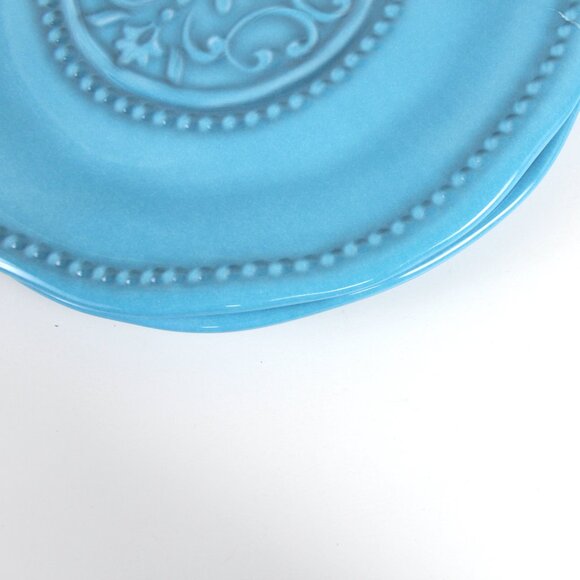 Il Mulino New York Tourquise Blue Melamine Plates Pair - Picture 3 of 6